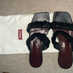 STAUD Black Double-Strap Slide Mules